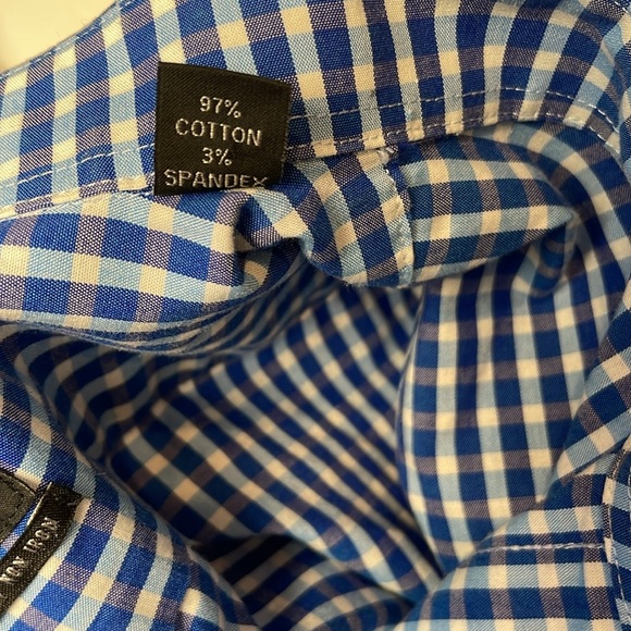 Esquire Men’s Performance Slim Fit Long Sleeve Blue and White Shirt 17 34/35 - Picture 6 of 13